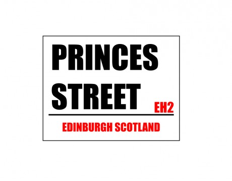 Princes street Edinburgh Scotland EH2 road sign
