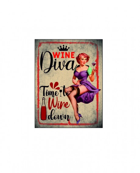 Wine diva time to wine down pin up girl