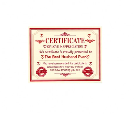 Certificate of love and appreciation best husband ever
