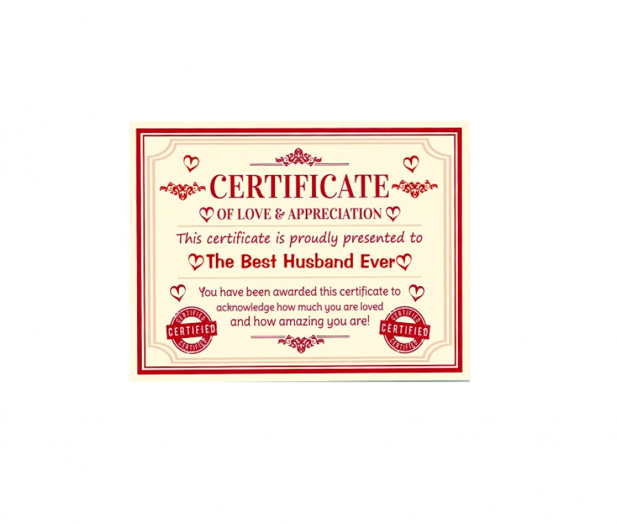 Certificate of love and appreciation best husband ever