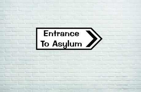 Entrance to asylum plaque