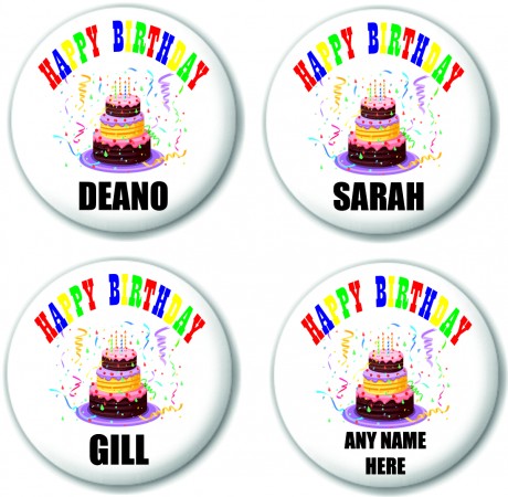 Personalised happy birthday badges
