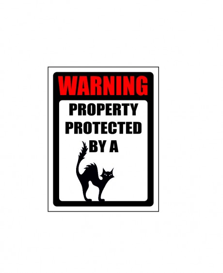 Warning property protected my a witches black cat