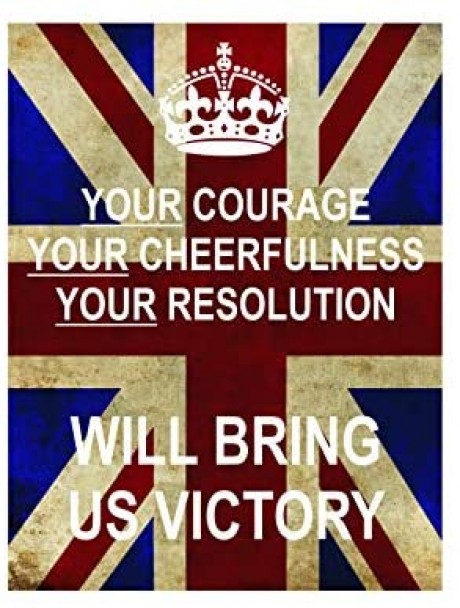 Union jack flag Your courage cheerfulness resolution will bring us victory 