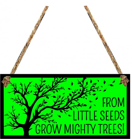 From little seeds grow might trees hanging sign