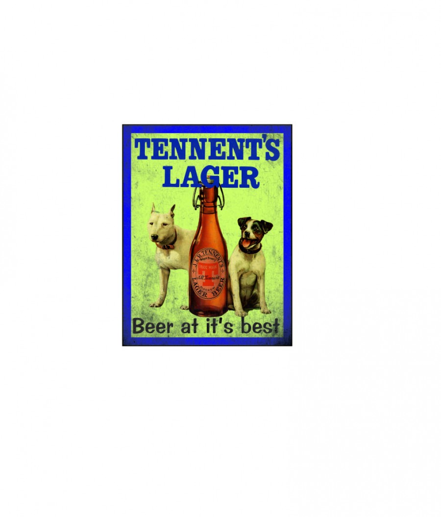 Tennent's lager beer at it's best two dogs