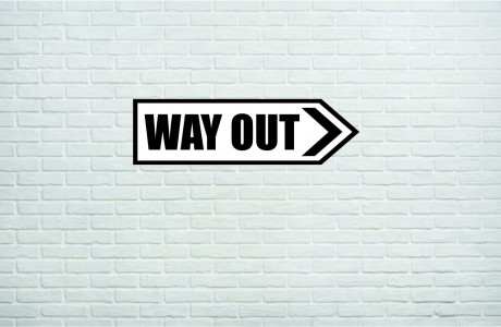 Way out metal wall sign 