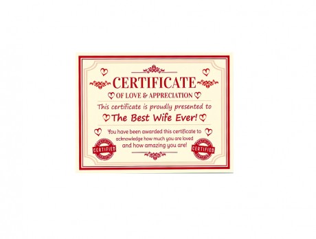 Certificate of love and appreciation best wife ever