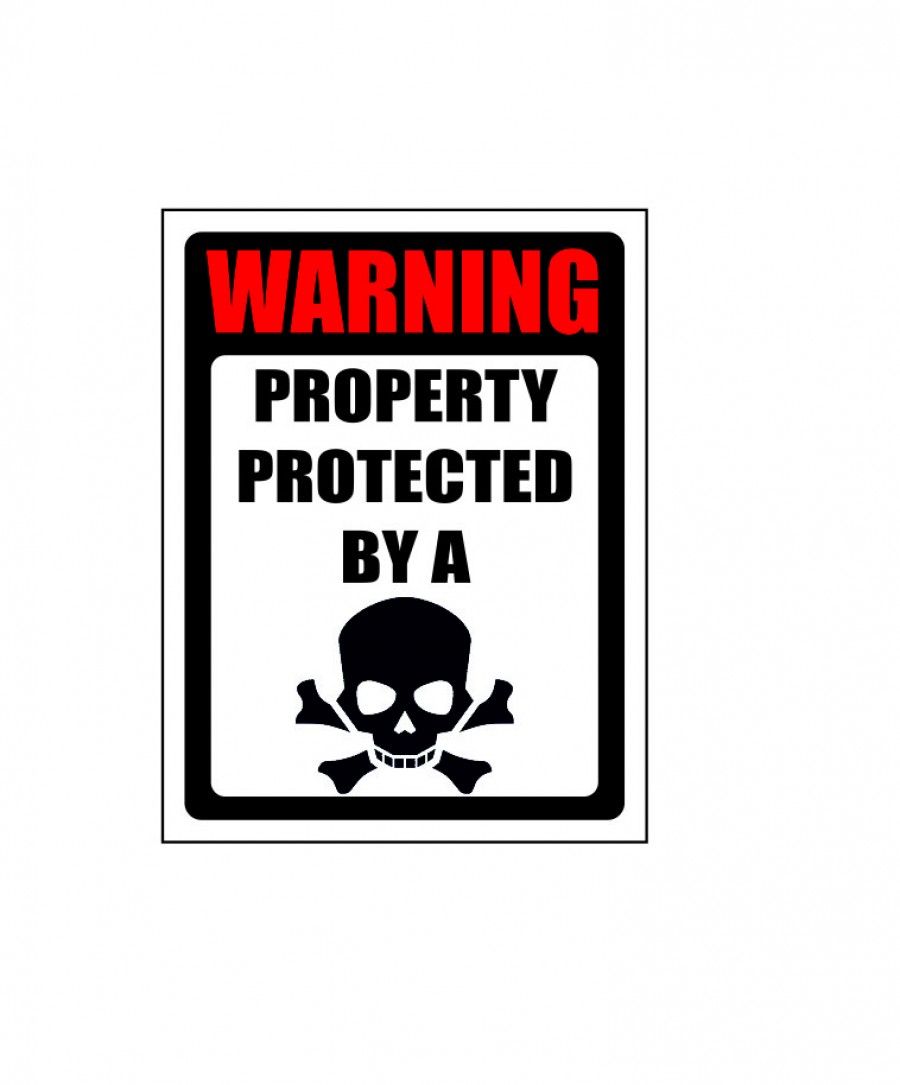 Warning property protected by a pirate 