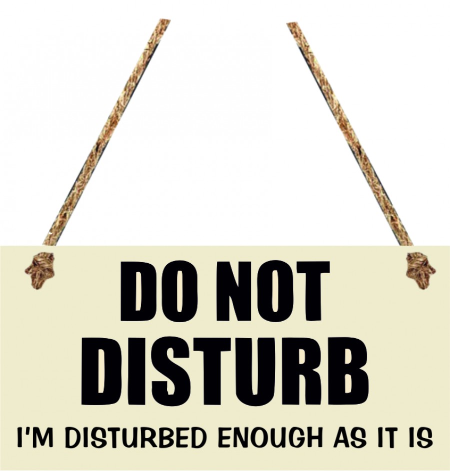 Do not disturb I'm disturbed enough as it is hanging sign