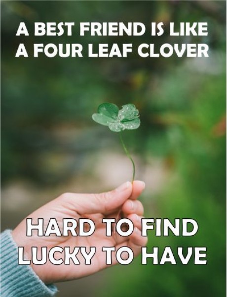 A best friend is like a four leaf clover hard to find lucky to have