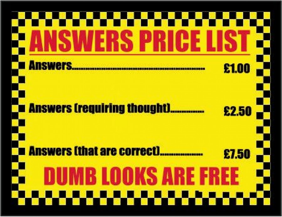 Answers price list dumb looks are free
