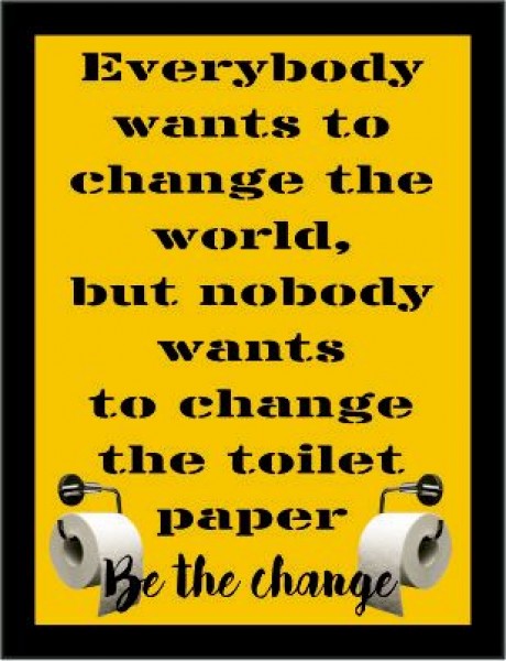 Bathroom everybody wants to change the world toilet paper