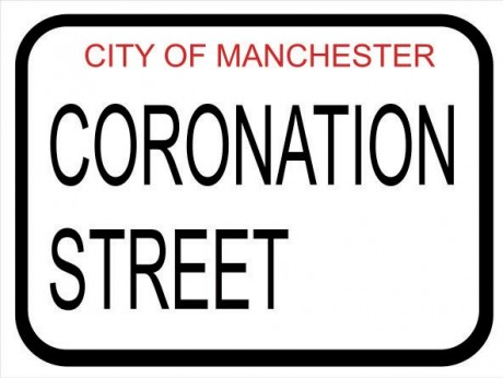 City of Manchester coronation street road sign