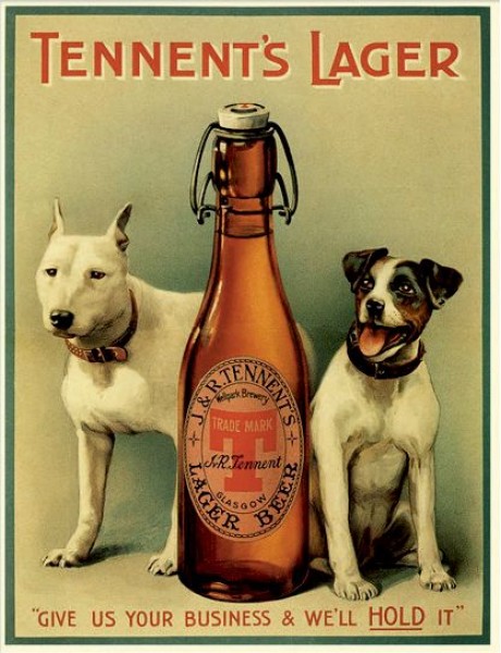 Tennent's lager two dogs