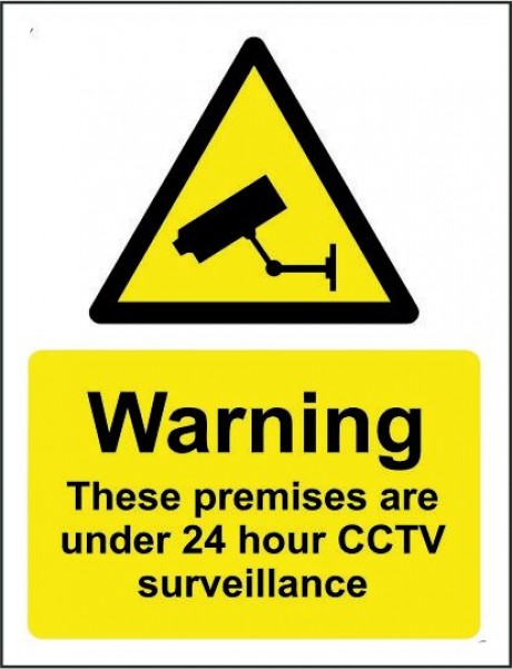 Warning these premises are under hour cctv surveillance safety sign